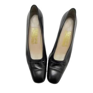 Salvatore Ferragamo black leather pumps